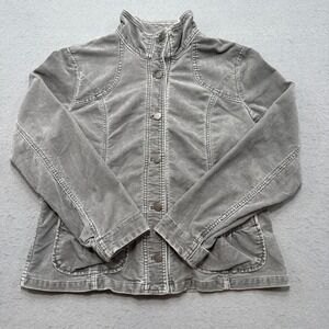 Eddie Bauer Corduroy Jacket Women's Large Gray Button Down Relaxed Fit Outdoor